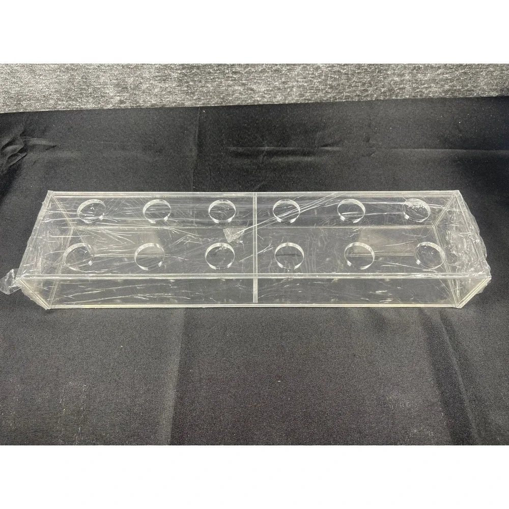 Clear Acrylic 12 Slot Display Case Rectangular‎ Organizer with Circular Cutouts